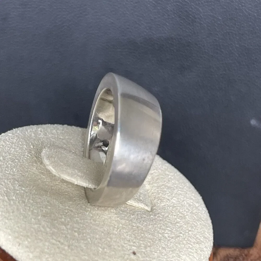 Sterling Silver 925 Marked ‘EWA’ Wide Band Ring 8.2g Size 6